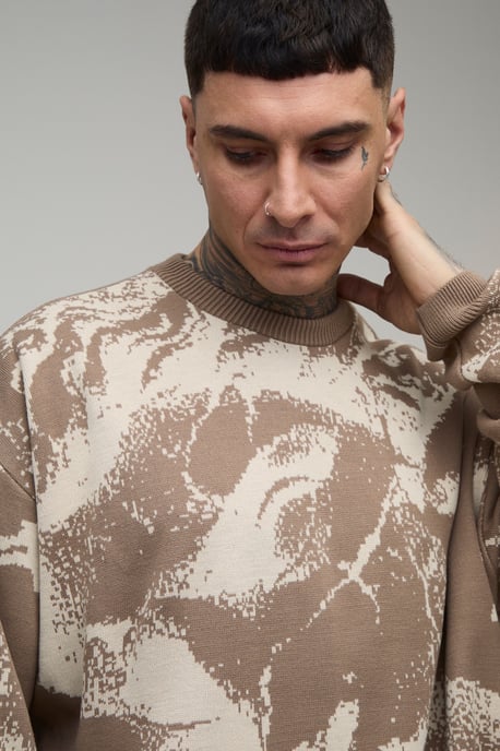 Tall Oversized Renaissance Jacquard Knitted Jumper - Image 3