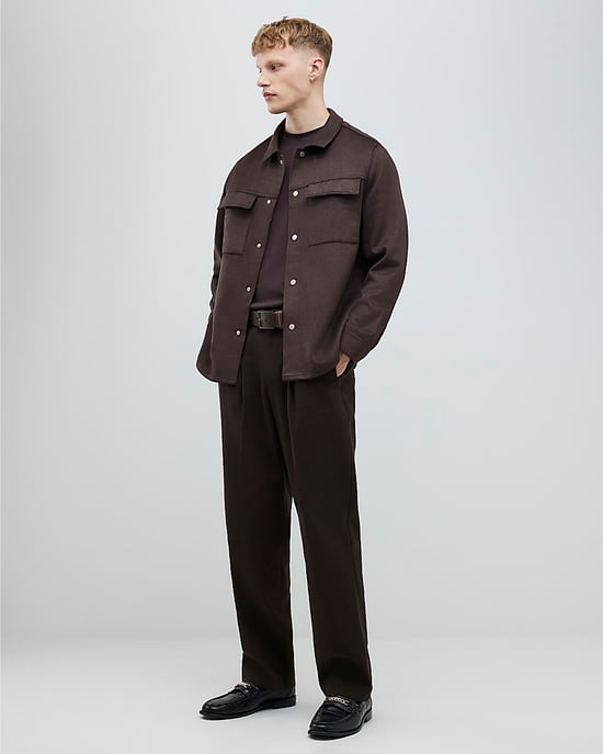 River Island Mens Overshirt Brown Regular Fit Suede - Image 2