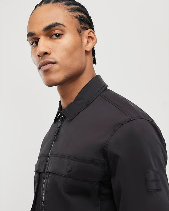 River Island Mens Overshirt Black Regular Fit Zipped - Image 4