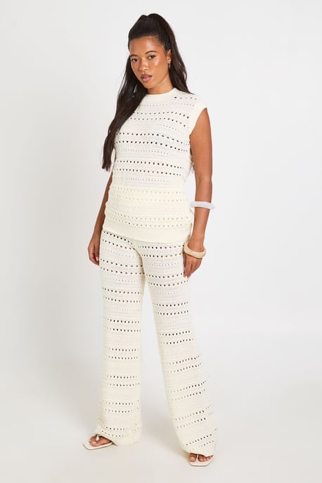 Crochet Knit Longline Top and Trouser Co-Ord - Image 1