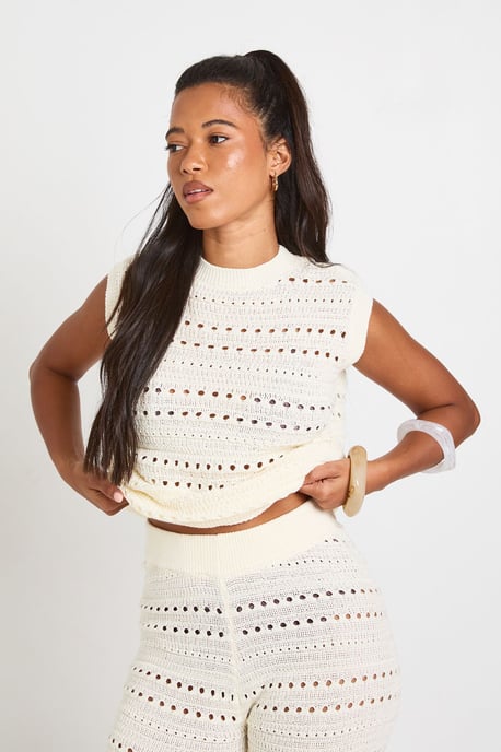 Crochet Knit Longline Top and Trouser Co-Ord - Image 3