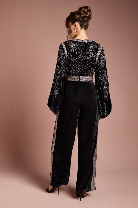 Wrap Top Celestial Velvet Jumpsuit - Image 3