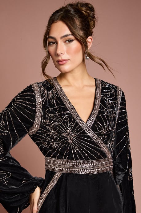 Wrap Top Celestial Velvet Jumpsuit - Image 4
