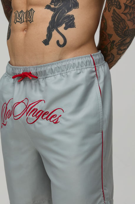 Crotch Embroidered Mid Length Swim Short - Image 3