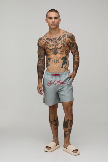 Crotch Embroidered Mid Length Swim Short - Image 4