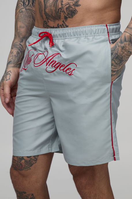 Tall Crotch Embroidered Mid Length Swim Short - Image 3