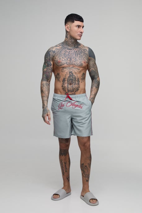 Tall Crotch Embroidered Mid Length Swim Short - Image 4