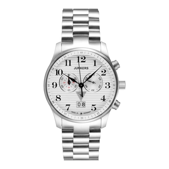Junkers 6686M-1 Men’s Quartz Watch 42mm White Dial Stainless Steel Bracelet, Date Display, Mineral Glass, 10ATM Water Resistant - Image 1