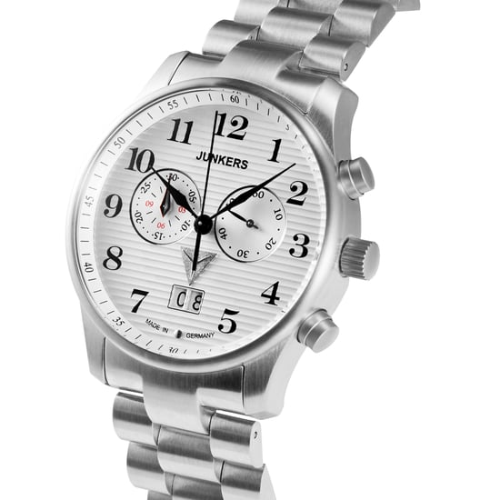 Junkers 6686M-1 Men’s Quartz Watch 42mm White Dial Stainless Steel Bracelet, Date Display, Mineral Glass, 10ATM Water Resistant - Image 2