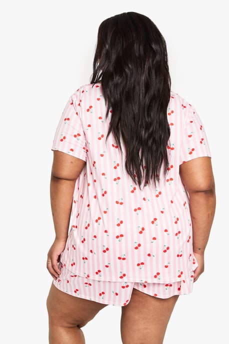 Plus Cherry Print Shirt And Short Set - Image 2
