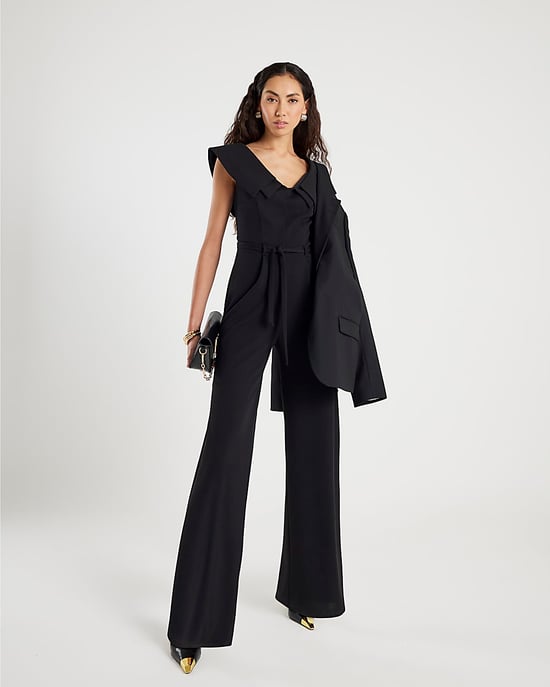 River Island Womens Jumpsuit Black Double Collar Belted - Image 3