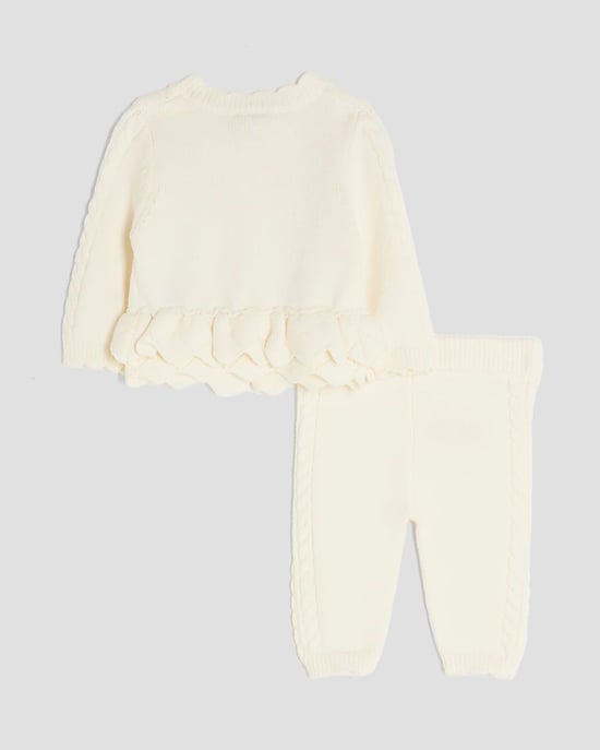 River Island Baby Girls Cardigan & Bottoms Set Cream 2 Piece - Image 2
