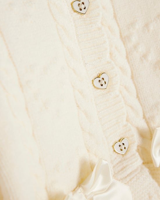 River Island Baby Girls Cardigan & Bottoms Set Cream 2 Piece - Image 4