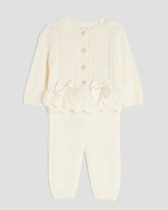 River Island Baby Girls Cardigan & Bottoms Set Cream 2 Piece - Image 5