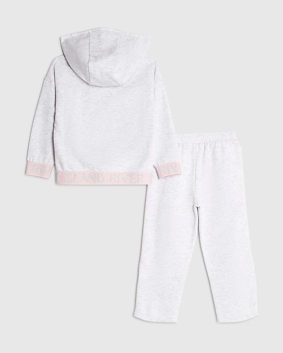 River Island Mini Girls Hoodie & Bottoms Set Grey RI 2 Piece - Image 2