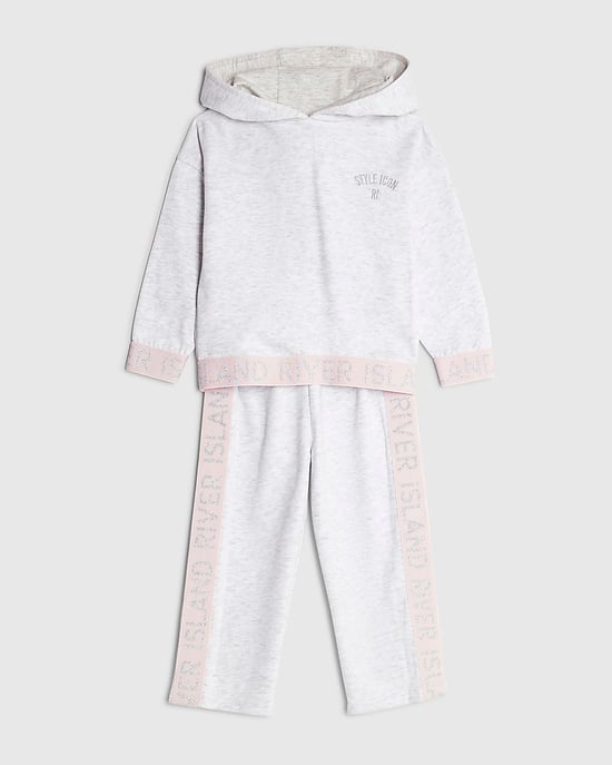 River Island Mini Girls Hoodie & Bottoms Set Grey RI 2 Piece - Image 5