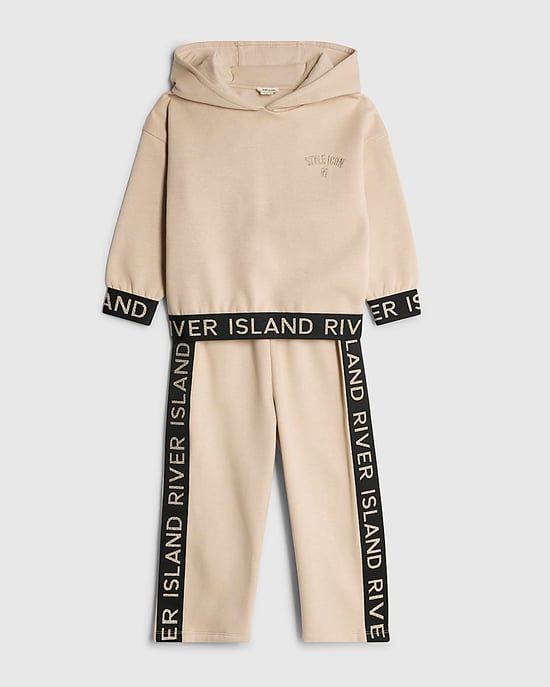 River Island Mini Girls Hoodie & Joggers Set Beige RI 2 Piece - Image 5
