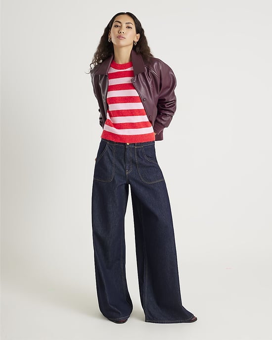 River Island Womens Jumper Red Knitted Stripe Heart Button - Image 4