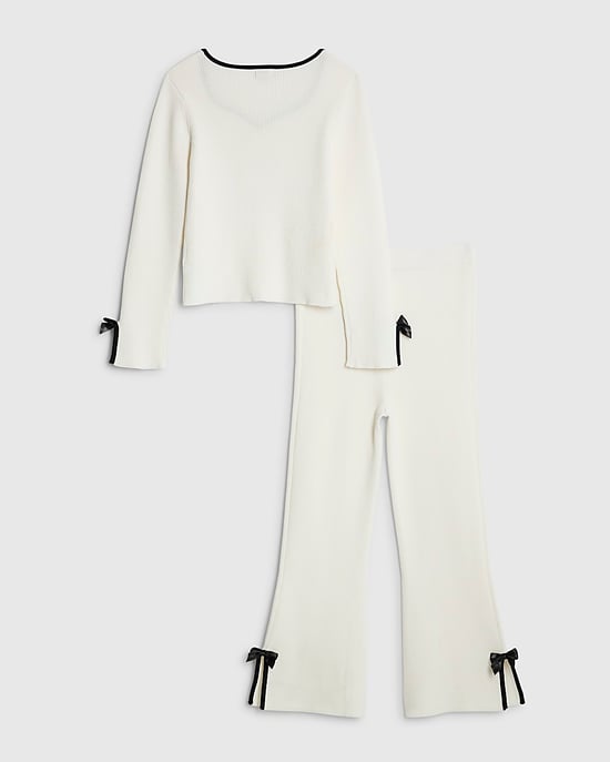 River Island Girls Top & Leggings Set Cream Bow 2 Piece - Image 2