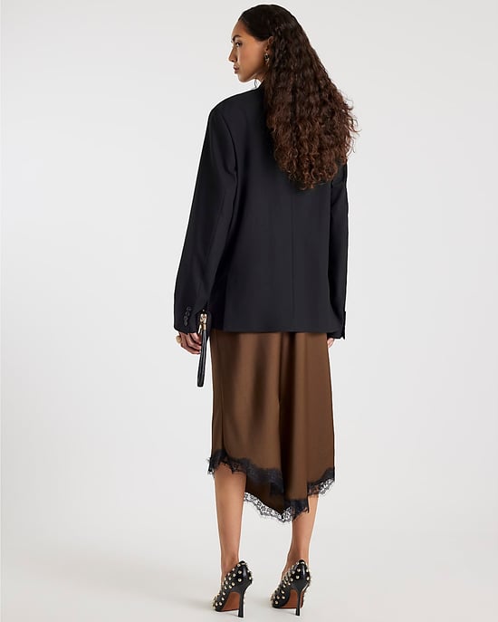 River Island Womens Midi Skirt Brown Satin Lace Hem - Image 4
