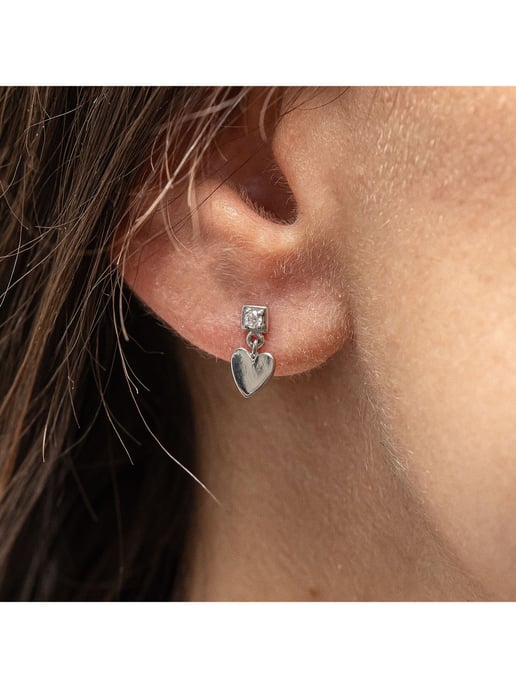 cai Stud earrings 925/- Sterling silver rhodium-plated zirconia heart - Image 1