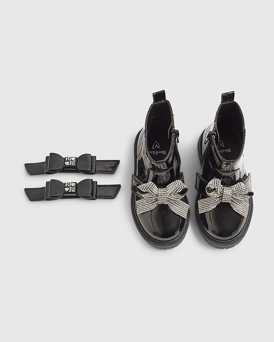 River Island Mini Girls Boots Black Changeable Strap - Image 2