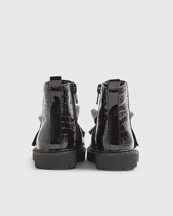 River Island Mini Girls Boots Black Changeable Strap - Image 3