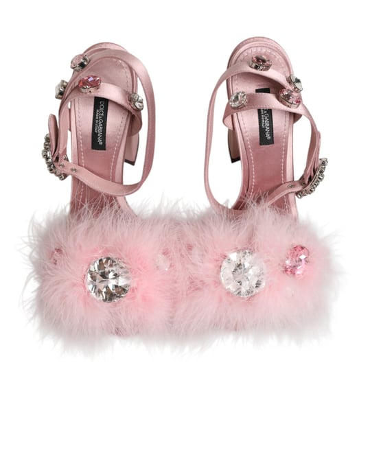 Dolce & Gabbana Rosa Pailletterade Ankelrem Sandaler - Image 4