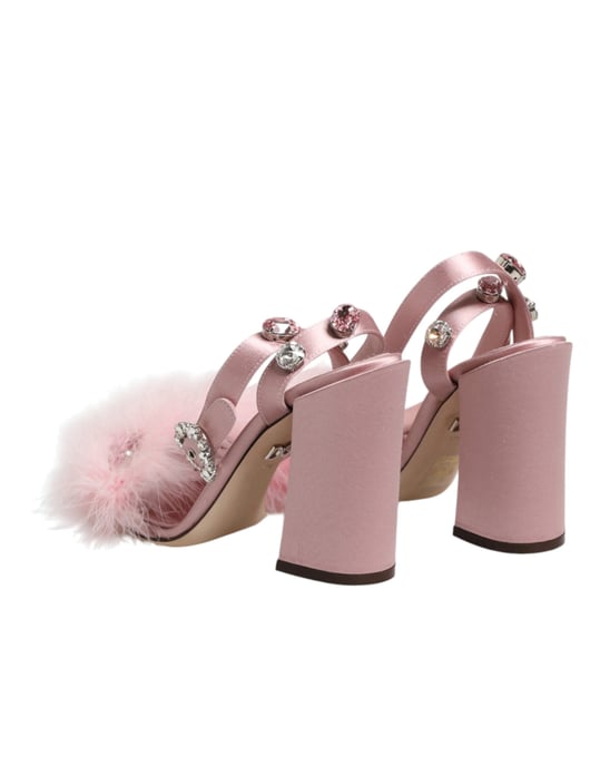 Dolce & Gabbana Rosa Pailletterade Ankelrem Sandaler - Image 6