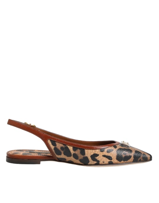 Dolce & Gabbana Bruna Leopard Slingback Platt Sandaler Skor - Image 1