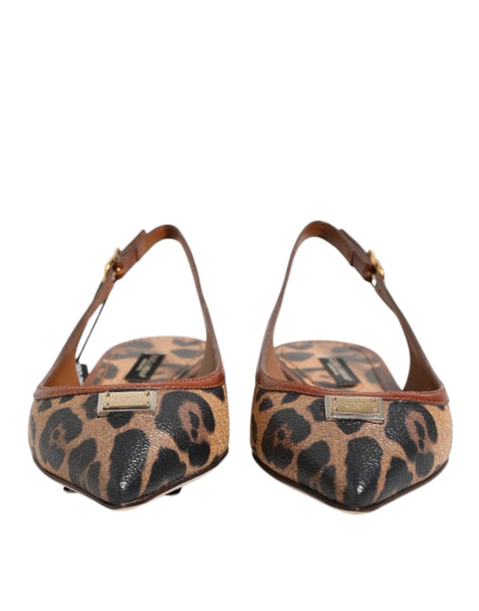 Dolce & Gabbana Bruna Leopard Slingback Platt Sandaler Skor - Image 3
