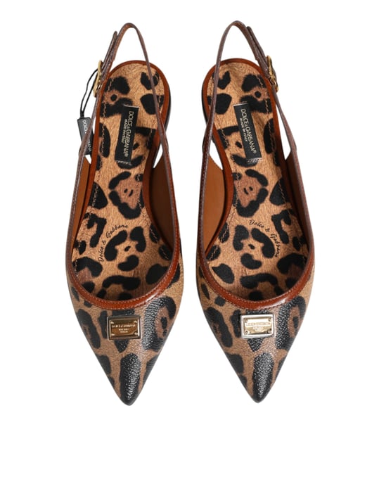 Dolce & Gabbana Bruna Leopard Slingback Platt Sandaler Skor - Image 4