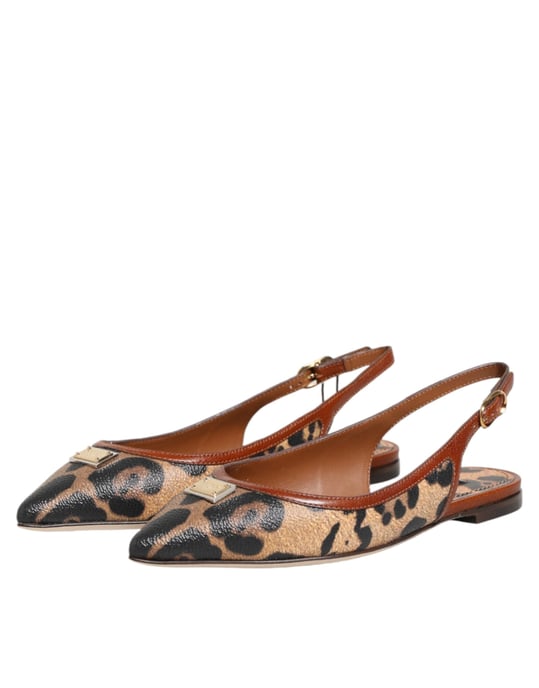 Dolce & Gabbana Bruna Leopard Slingback Platt Sandaler Skor - Image 5