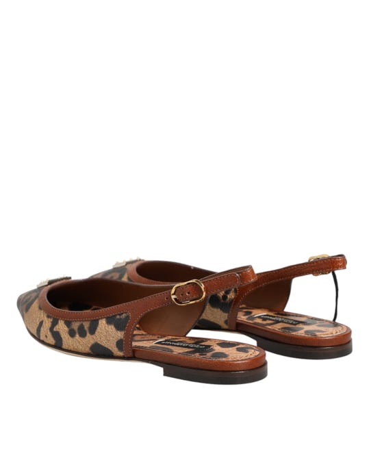 Dolce & Gabbana Bruna Leopard Slingback Platt Sandaler Skor - Image 6