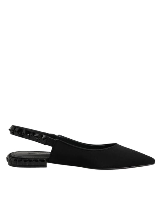 Dolce & Gabbana Black Crystal Charmeuse Slingback-skor - Image 2