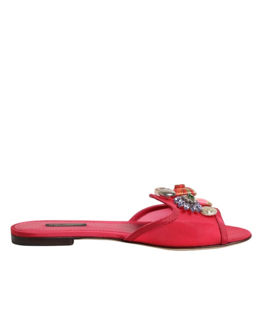 Dolce & Gabbana Röda Dekorerade Slip-On Sandaler - Image 1