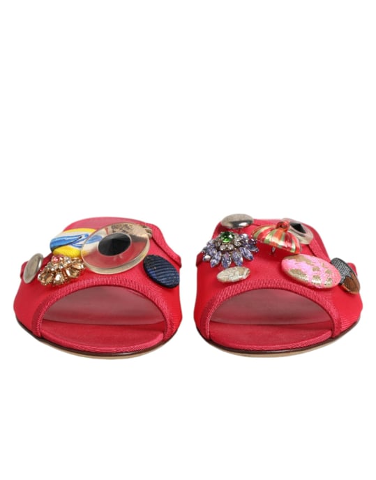 Dolce & Gabbana Röda Dekorerade Slip-On Sandaler - Image 3