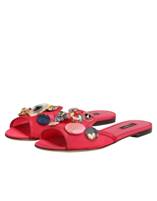 Dolce & Gabbana Röda Dekorerade Slip-On Sandaler - Image 5