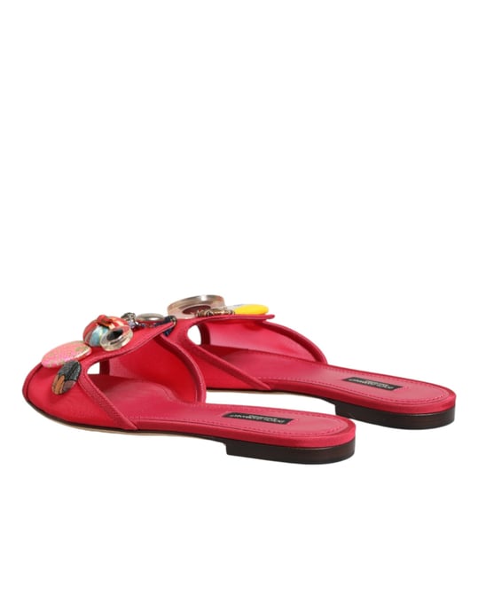Dolce & Gabbana Röda Dekorerade Slip-On Sandaler - Image 6