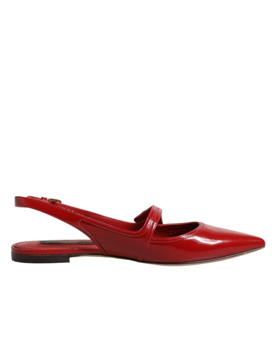 Dolce & Gabbana Röda Läder Slingback Lågskor Sandaler - Image 2