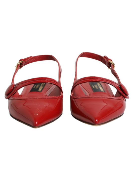 Dolce & Gabbana Röda Läder Slingback Lågskor Sandaler - Image 3