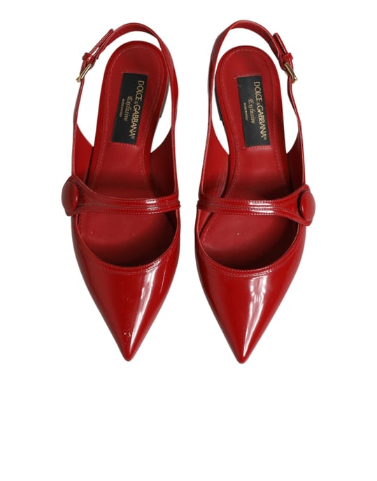 Dolce & Gabbana Röda Läder Slingback Lågskor Sandaler - Image 4