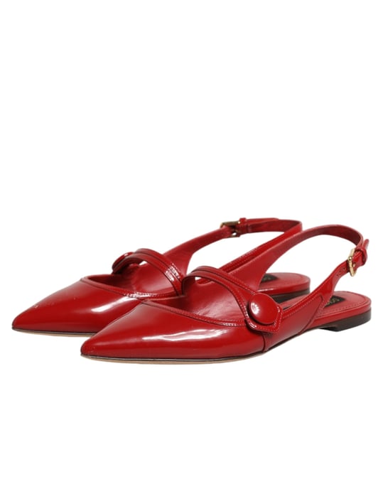 Dolce & Gabbana Röda Läder Slingback Lågskor Sandaler - Image 5