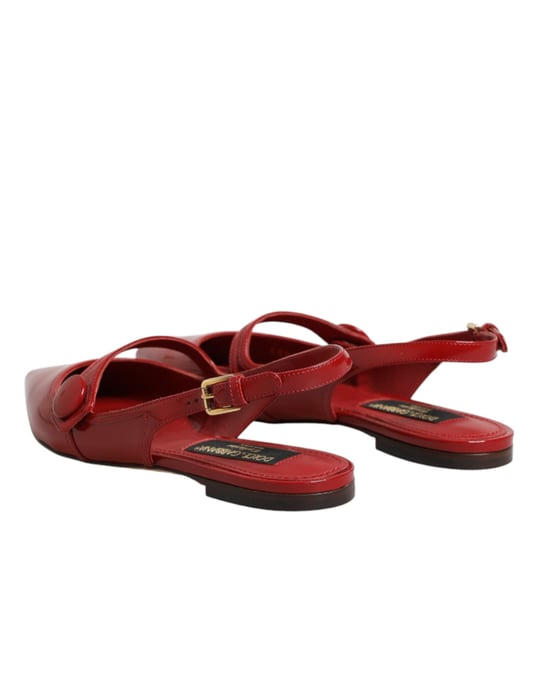 Dolce & Gabbana Röda Läder Slingback Lågskor Sandaler - Image 6