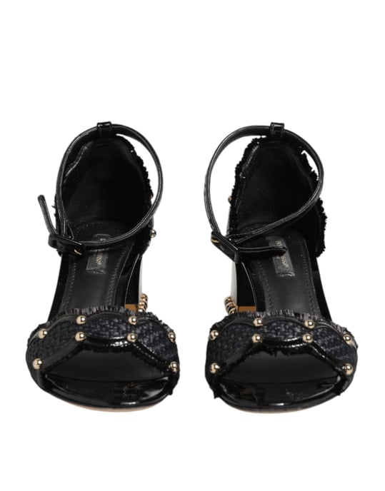 Dolce & Gabbana Svarta Nitar Ankelrem Sandaler - Image 3