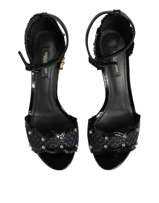 Dolce & Gabbana Svarta Nitar Ankelrem Sandaler - Image 4