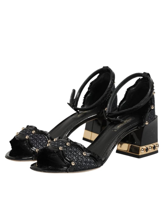 Dolce & Gabbana Svarta Nitar Ankelrem Sandaler - Image 5