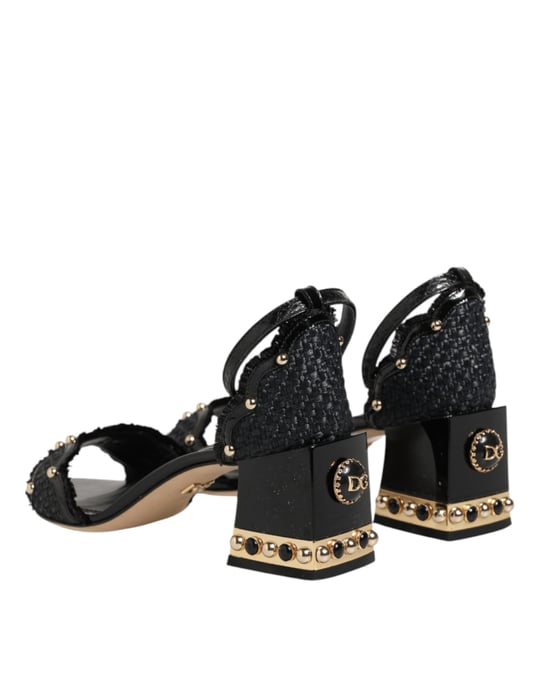 Dolce & Gabbana Svarta Nitar Ankelrem Sandaler - Image 6