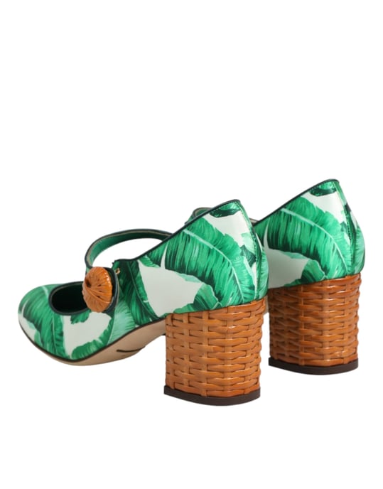 Dolce & Gabbana Grön Siden MARY JANES Blad Sandaler Skor - Image 6