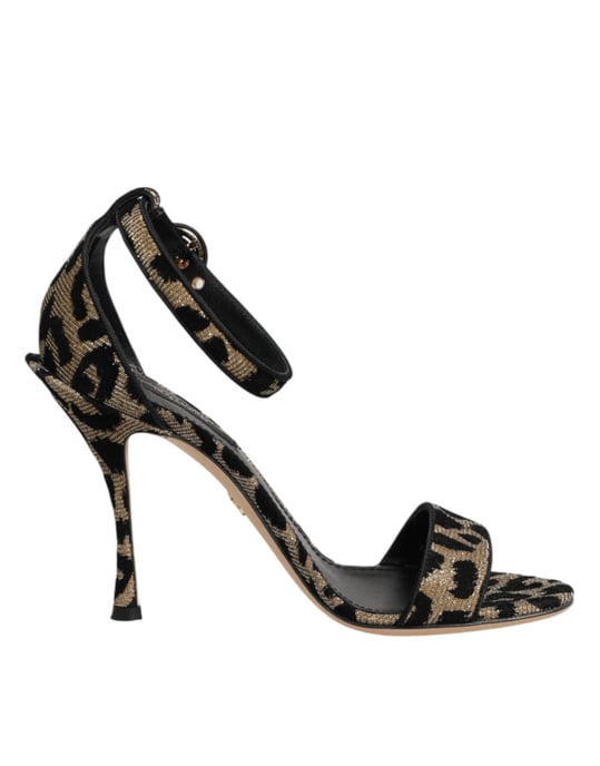 Dolce & Gabbana Guld Leopard Ankelrem Häl Sandaler Skor - Image 2